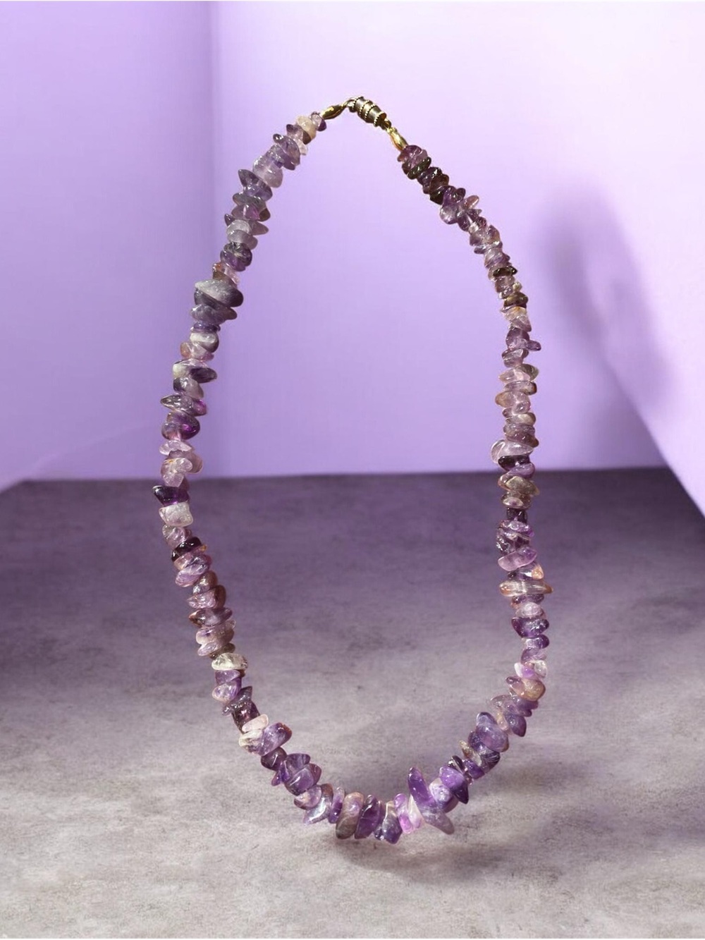 Amethyst Chip Necklace — Purple Stone Strand
